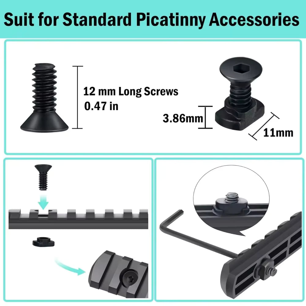 10 PCS M-Lok Rail Mount Screws & T-Nut Complete Replacement Sets. FREE SHIPPING