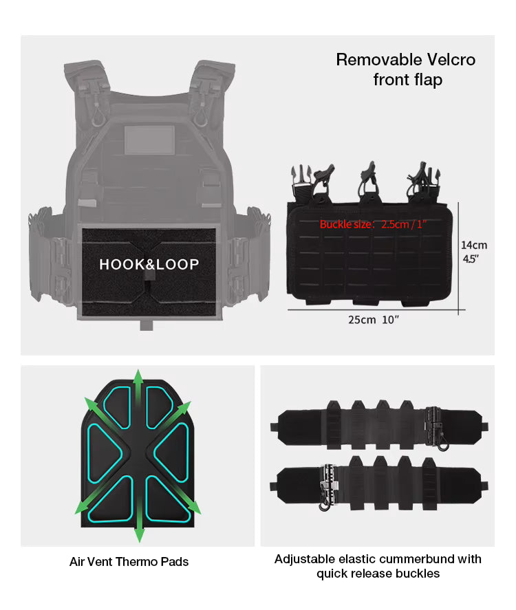 Tactical Plate Carrier 6094A. Quick Release, Lightweight, Heavy Duty, 1000D Nylon