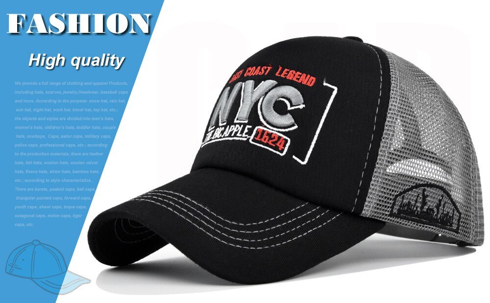 NEW YORK CITY THE BIG APPLE CHAPEAU DE STYLE CAMION BRODÉ EN 3D 