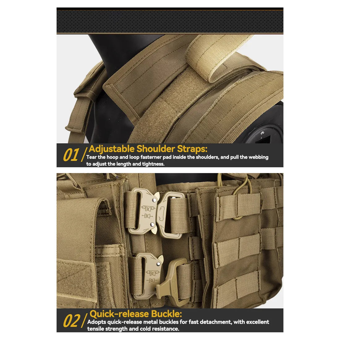 Tan Heavy Duty Plate Carrier with Rear Hydration Pouch.