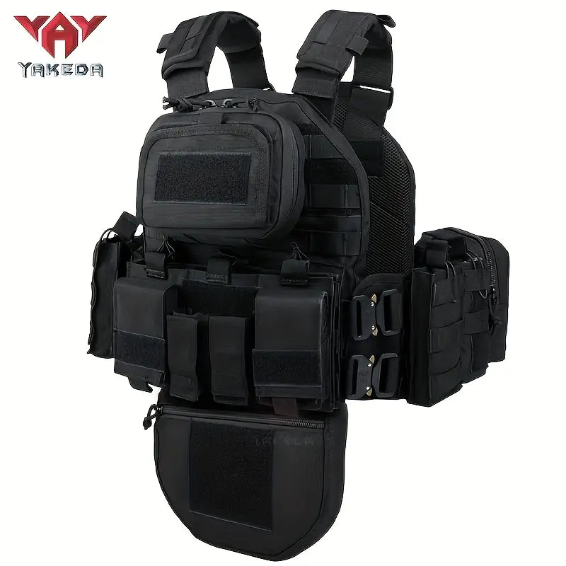 YAKEDA VT-8426 Tactical Vest/Plate Carrier with Hydration Molle Pouch on Back.