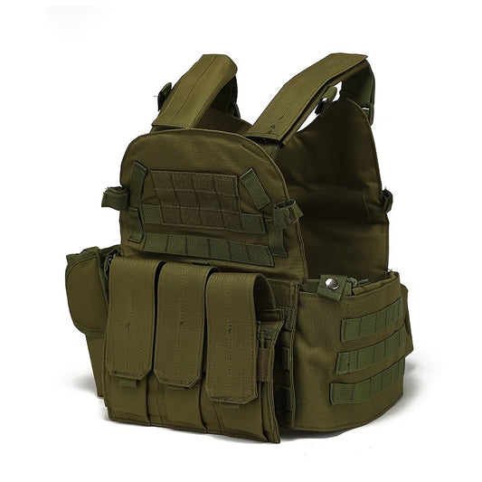 Army Green Combination Plate Carrier with Molle Pouches.