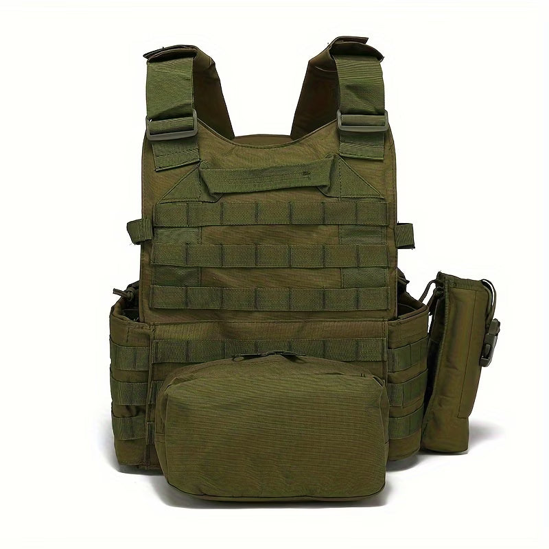 Army Green Combination Plate Carrier with Molle Pouches.