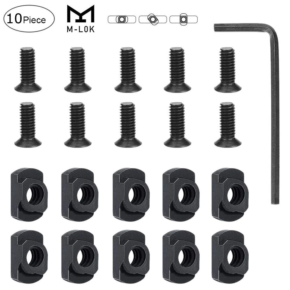 10 PCS M-Lok Rail Mount Screws & T-Nut Complete Replacement Sets. FREE SHIPPING