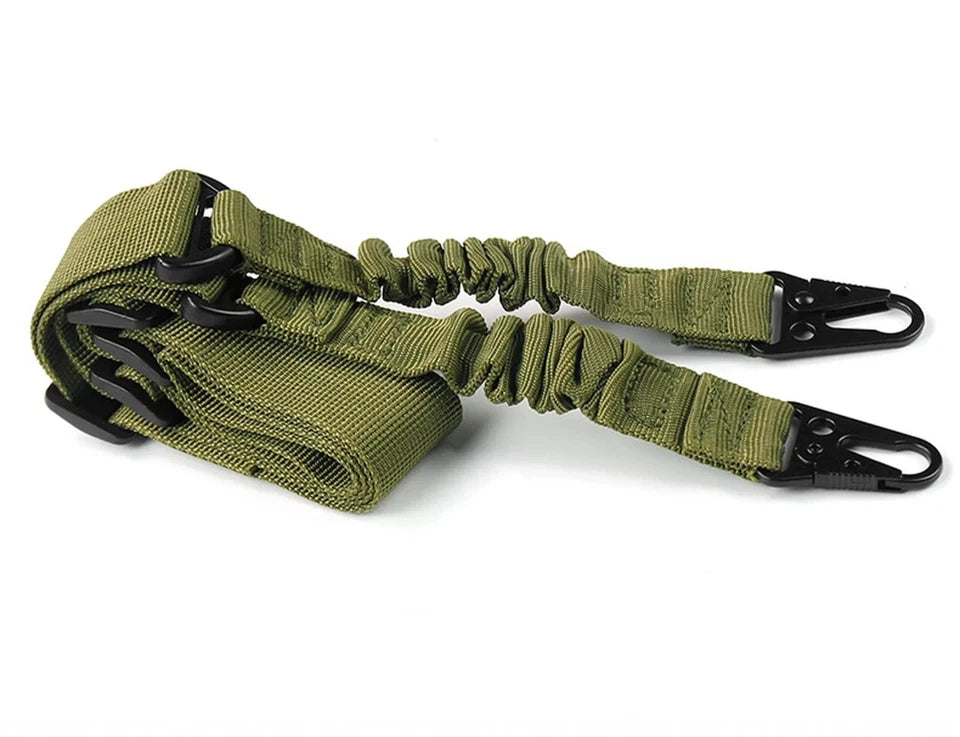 LOKI-360 TACTICAL 2-POINT RIFLE BUNGEE SLING IN BLACK & GREEN.