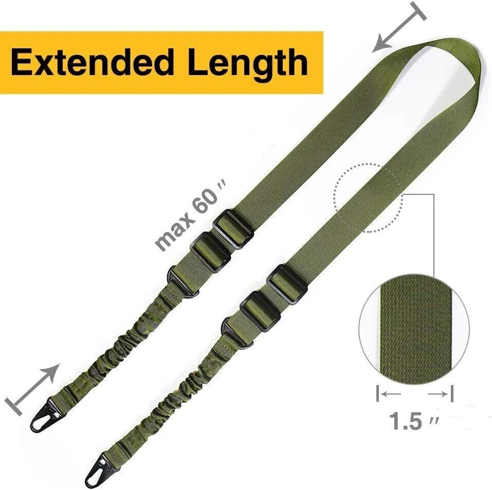 LOKI-360 TACTICAL 2-POINT RIFLE BUNGEE SLING IN BLACK & GREEN.