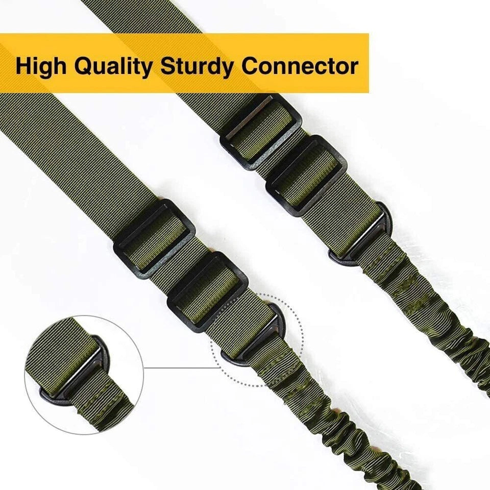 LOKI-360 TACTICAL 2-POINT RIFLE BUNGEE SLING IN BLACK & GREEN.
