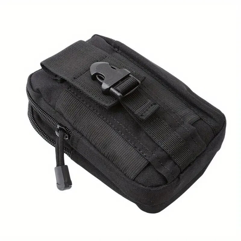 BLACK TACTICAL MOLLE PACK, EDC MULTI-PURPOSE BAG, UTILITY POCKET, HIKING, BELT.
