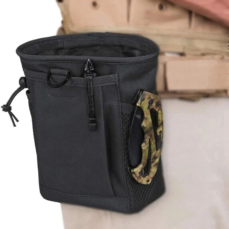 BLACK MOLLE DRAWSTRING DUMP POUCH & EDC, UTILITY POUCH