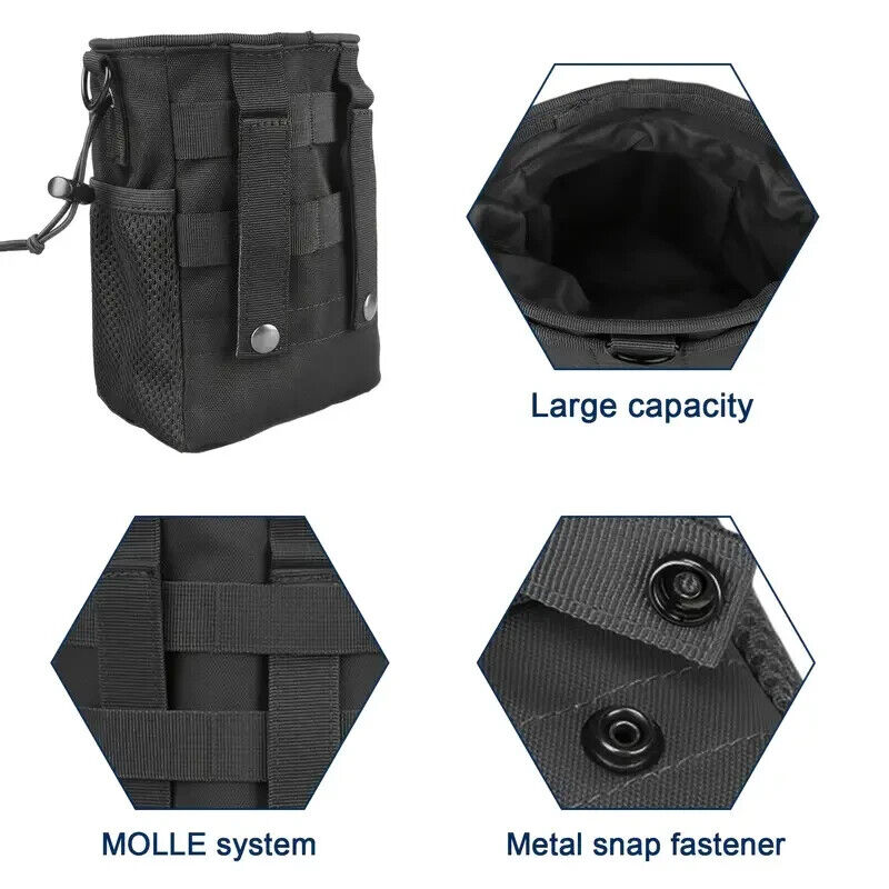 BLACK MOLLE DRAWSTRING DUMP POUCH & EDC, UTILITY POUCH