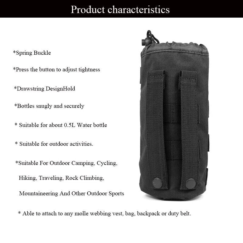 BLACK MOLLE WATER BOTTLE POUCH