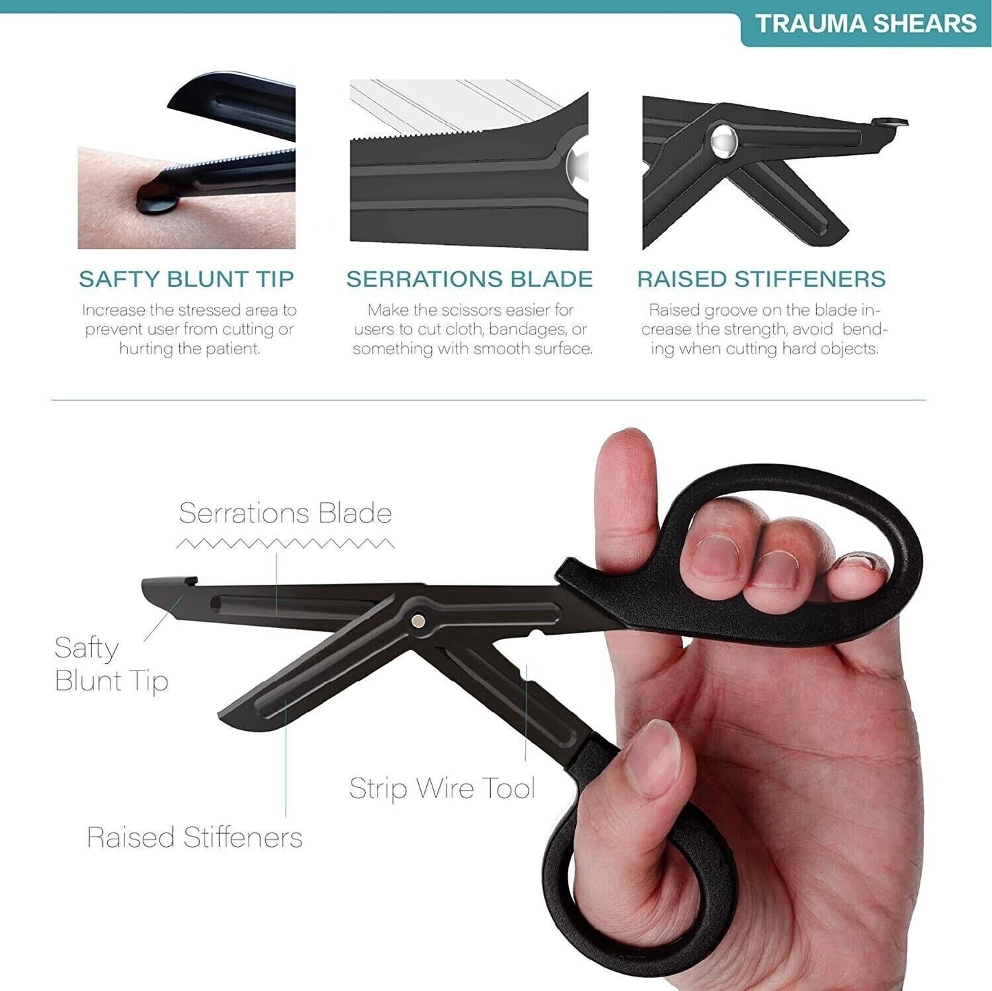 BLACK Tourniquet Pouch, With Trauma Shears and Rapid One Handed Tourniquet.