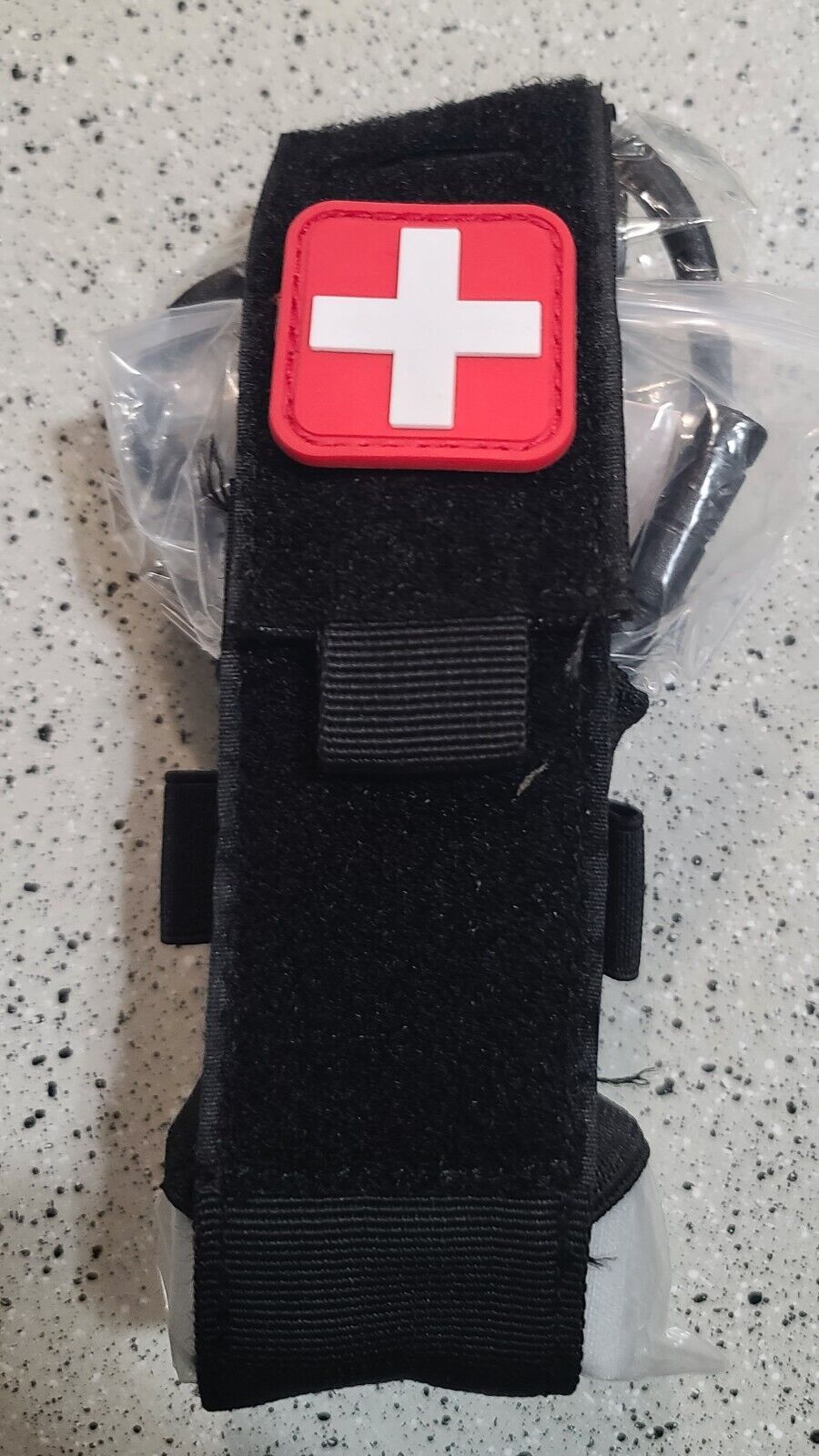 BLACK Tourniquet Pouch, With Trauma Shears and Rapid One Handed Tourniquet.
