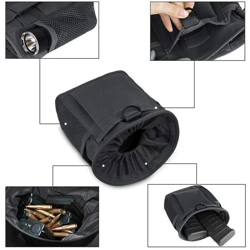 BLACK MOLLE DRAWSTRING DUMP POUCH & EDC, UTILITY POUCH